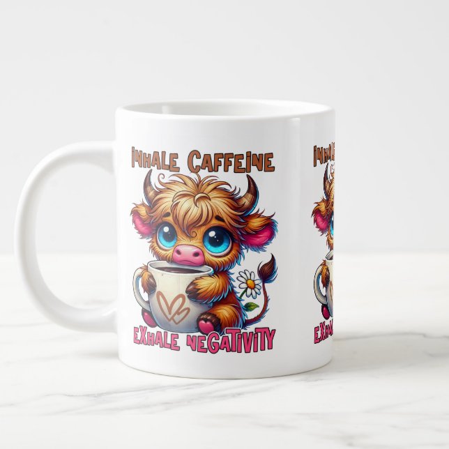 Inhale Caffeine Exhale Negativity  Large Coffee Mug (Left)