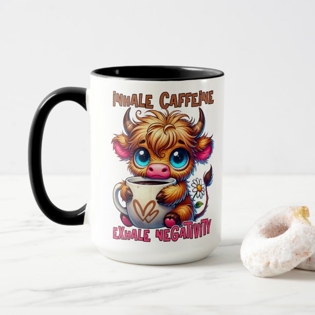 Inhale Caffeine Exhale Negativity  Mug (With Donut)