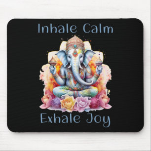 Inhale Calm, Exhale Joy Yoga Buddha Elephant For L Mouse Mat