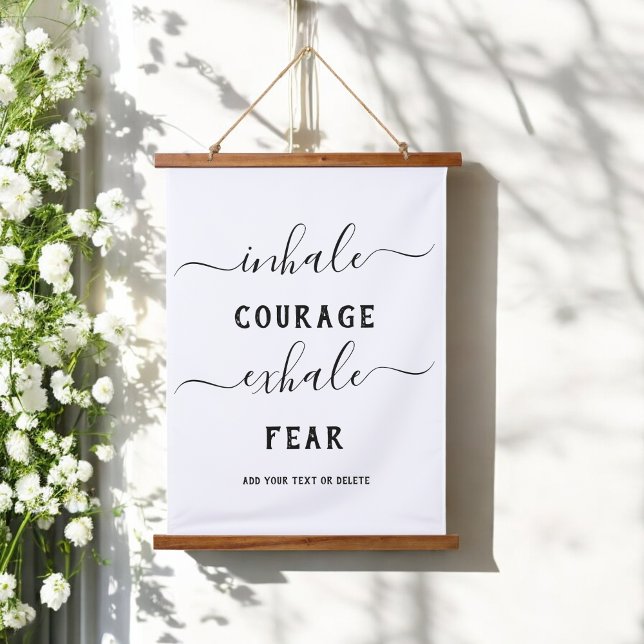 Inhale Exhale Black White Courage Quote  Hanging Tapestry (Creator Uploaded)