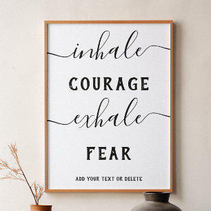 Inhale Exhale Black White Yoga Quote Poster