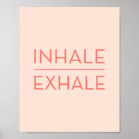 Inhale Exhale Coral Pink Motivational Yoga Quote