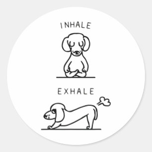 Inhale Exhale Dachshund Yoga Classic Round Sticker