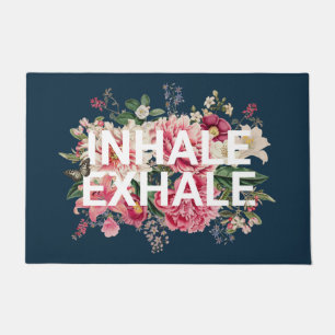 Inhale Exhale Floral Typography Yoga Doormat