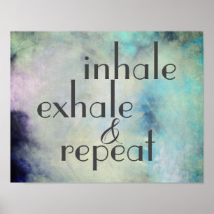 inhale exhale  inspirational watercolor artistic poster