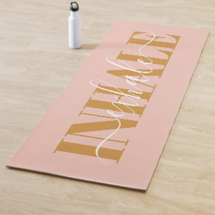 Inhale exhale modern blush pink orange quote yoga mat