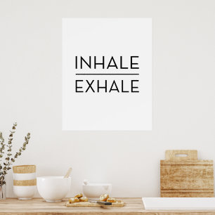 Inhale Exhale Motivational Typography Yoga Quote Poster