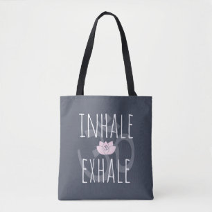 Inhale Exhale Om Pink Lotus Flower Tote Bag