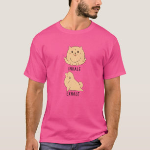 Inhale Exhale Pomeranian Dog Yoga T-Shirt