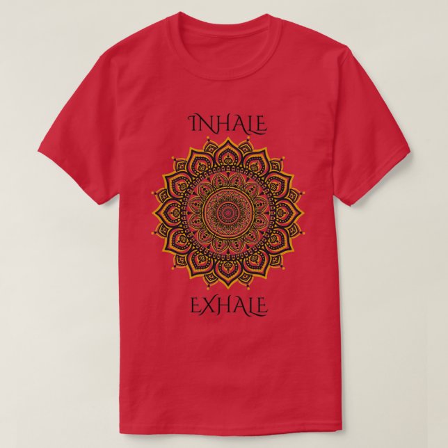 Inhale Exhale Yoga Mandala Choose Happiness Buddha T-Shirt (Design Front)