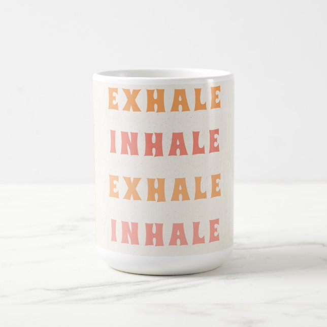 Inhale Exhale Yoga Meditation Breath Typography Coffee Mug (Center)