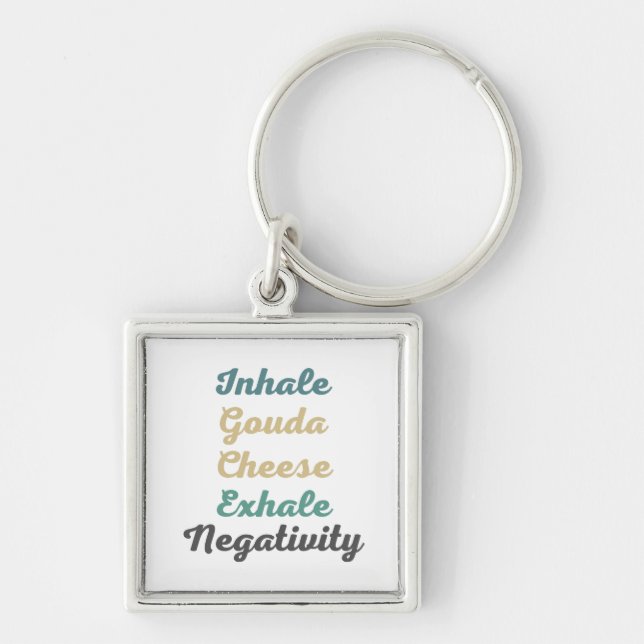 Inhale Gouda Cheese Exhale Negativity Keychains (Front)