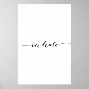 Inhale print, Minimalist typography art, Breath Poster