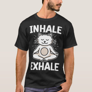 Inhale Yoga Cat Meditation Spiritual Exhale Kitty T-Shirt