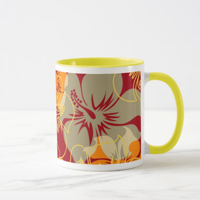 Iniki Point Hawaiian Hibiscus Camo Floral Mug (Right)