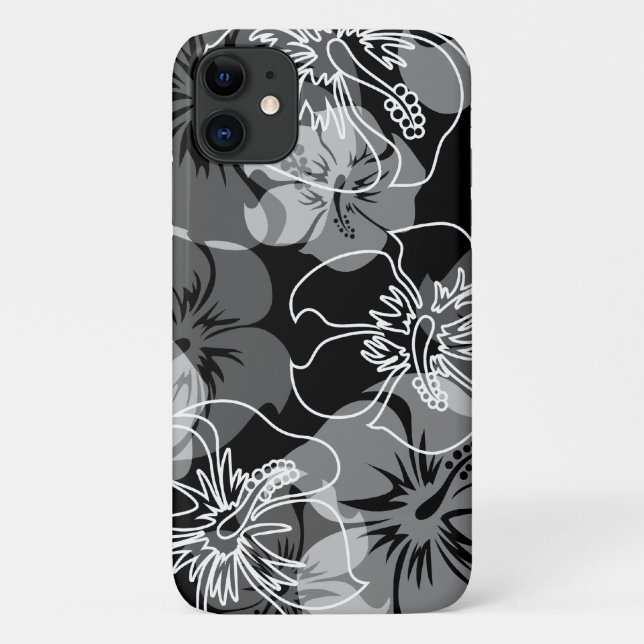 Iniki Point Hawaiian Hibiscus Floral Black Case-Mate iPhone Case (Back)