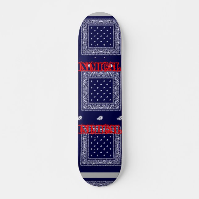Inimical Blue Paisley  Skateboard (Front)