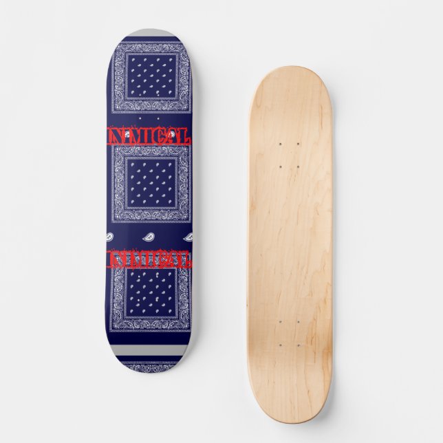 Inimical Blue Paisley  Skateboard (Front)