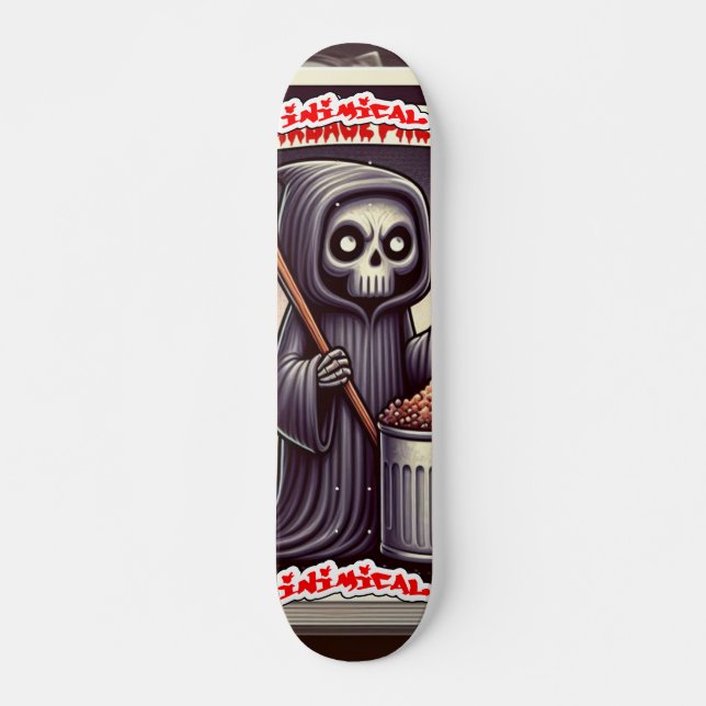 Inimical Cartoon Death  Skateboard (Front)