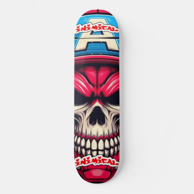 Inimical Red Skull  Skateboard (Front)