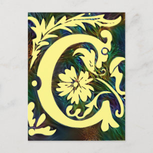 Initail Letter C Vintage Corlorul ornament  Postcard