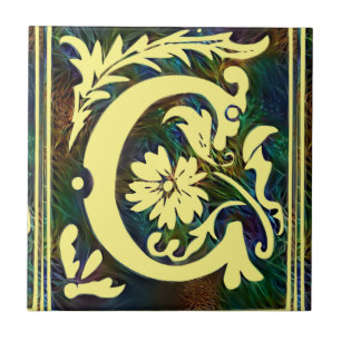 Initail Letter C Vintage Corlorul ornament  Tile