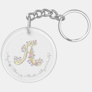 Initial A Abigail custom name meaning keychain