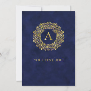 Initial A golden Damask Classic Pattern Save The Date