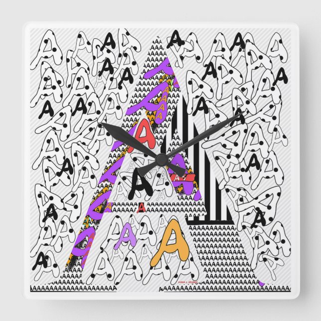 Initial A Square Wall Clock (Front)