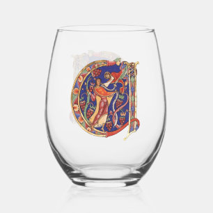 Initial A Stemless Wine Glass