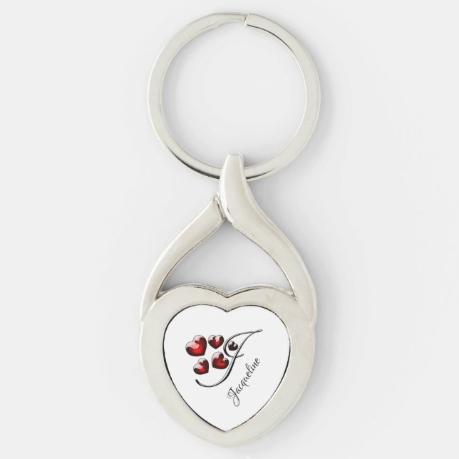 Initial and Hearts Key Ring (Front)