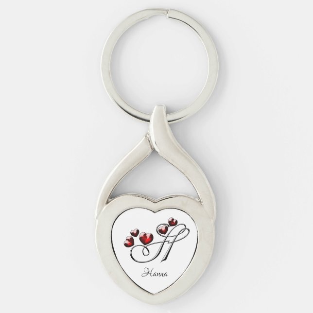 Initial and Hearts Key Ring (Front)