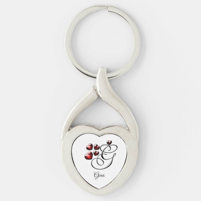 Initial and Hearts Key Ring (Front)