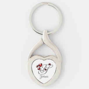 Initial and Hearts Key Ring