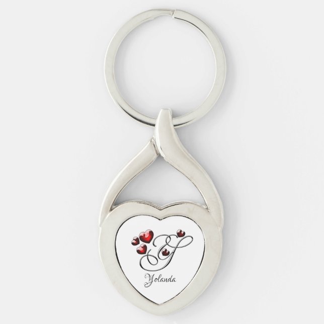 Initial and Hearts Key Ring (Front)