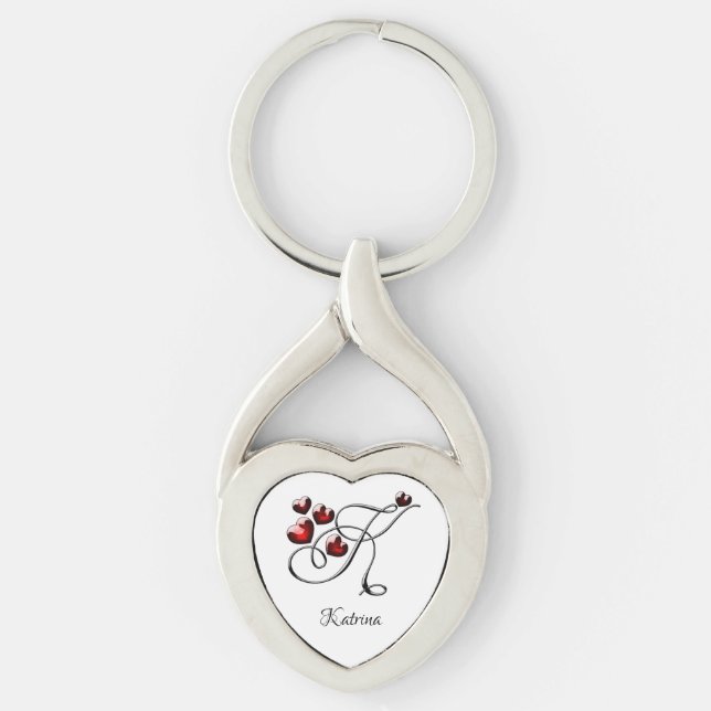 Initial and Hearts Key Ring (Front)