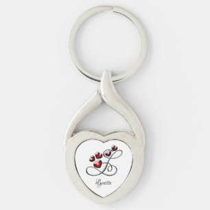 Initial and Hearts Key Ring