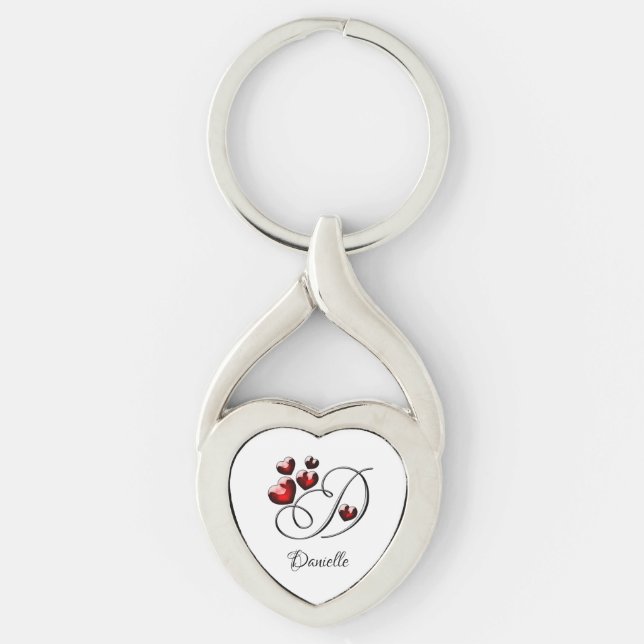 Initial and Hearts Key Ring (Front)