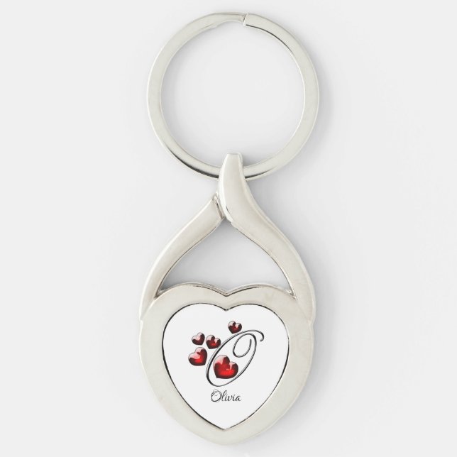 Initial and Hearts Key Ring (Front)
