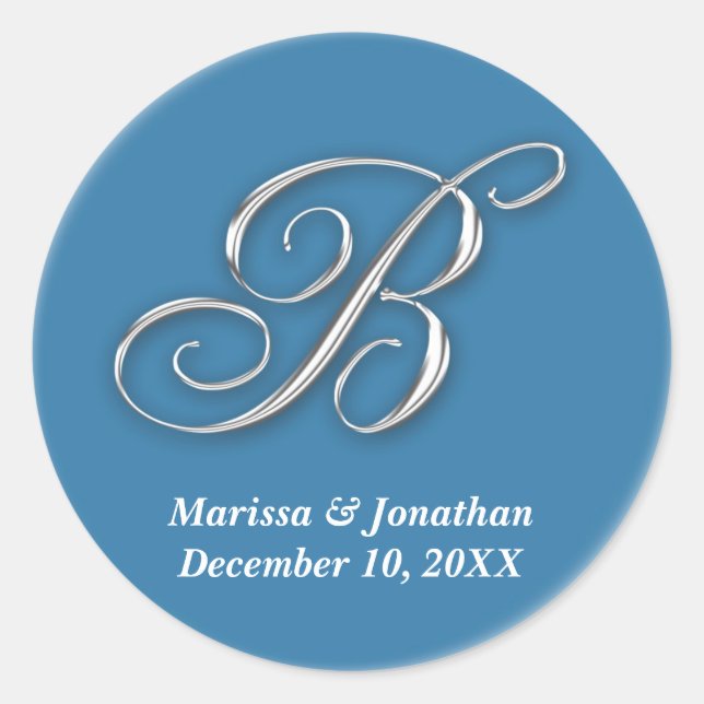 Initial B blue monogram custom name favour seal (Front)