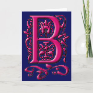 Initial B Fuschia Navy Monogram Card