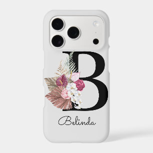 Initial B Modern Pink Boho Girly Floral