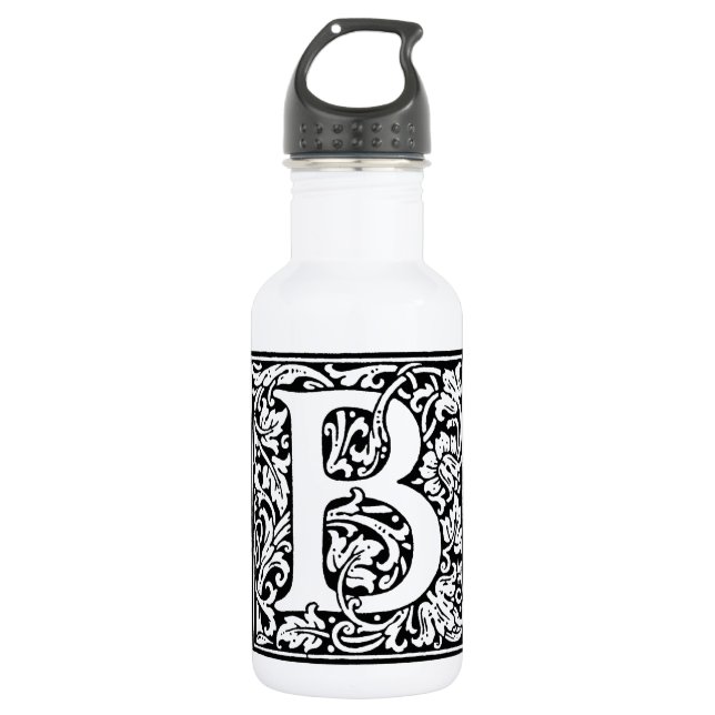 Initial B Monogram. Customised Name Floral Pattern 532 Ml Water Bottle (Front)