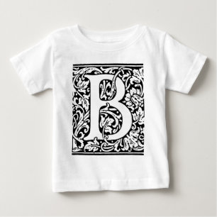 Initial B Monogram. Customised Name Floral Pattern Baby T-Shirt