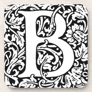Initial B Monogram. Customised Name Floral Pattern Coaster