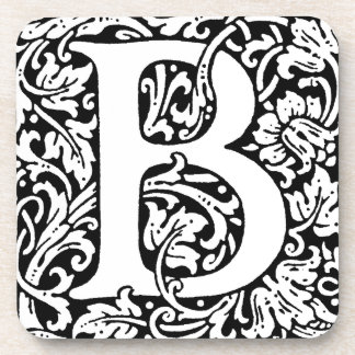 Initial B Monogram. Customised Name Floral Pattern Coaster