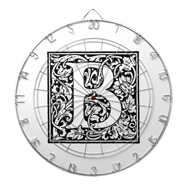 Initial B Monogram. Customised Name Floral Pattern Dartboard (Front)