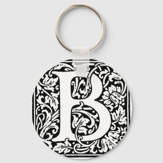 Initial B Monogram. Customised Name Floral Pattern Key Ring