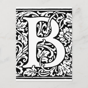 Initial B Monogram. Customised Name Floral Pattern Postcard