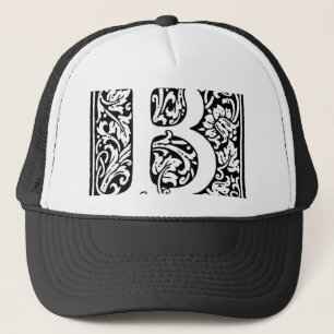 Initial B Monogram. Customised Name Floral Pattern Trucker Hat